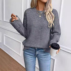 Women's Round Neck Pullover Comfort And Casual Long Sleeve Sweater