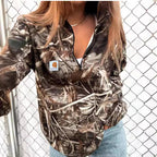 Fitted Zipper Half-neck Hoodie Top