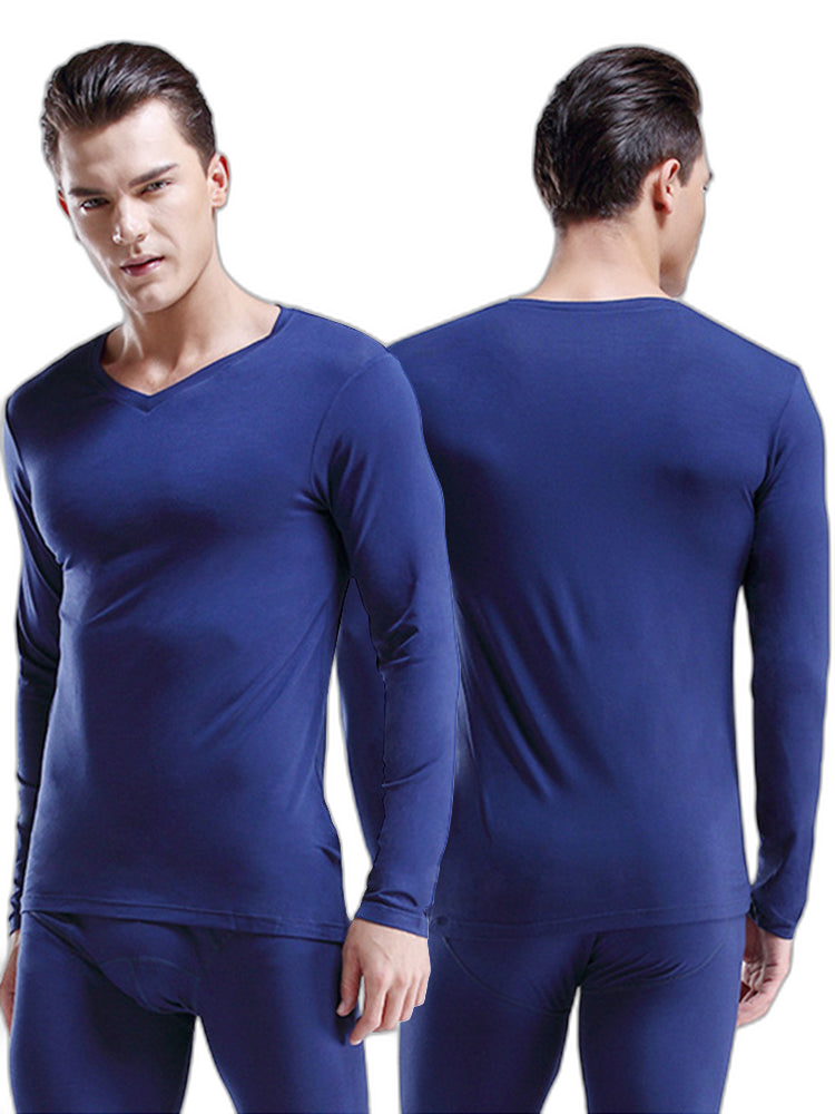Mens Ultra Soft Low Cut V-Neck Thermal Shirt