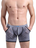 3 Pack Men's Long Leg Boxer Briefs Made of Ultra-Thin Ice Silk with Anti-Wear Elastic