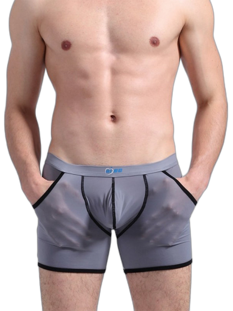 3 Pack Men's Long Leg Boxer Briefs Made of Ultra-Thin Ice Silk with Anti-Wear Elastic