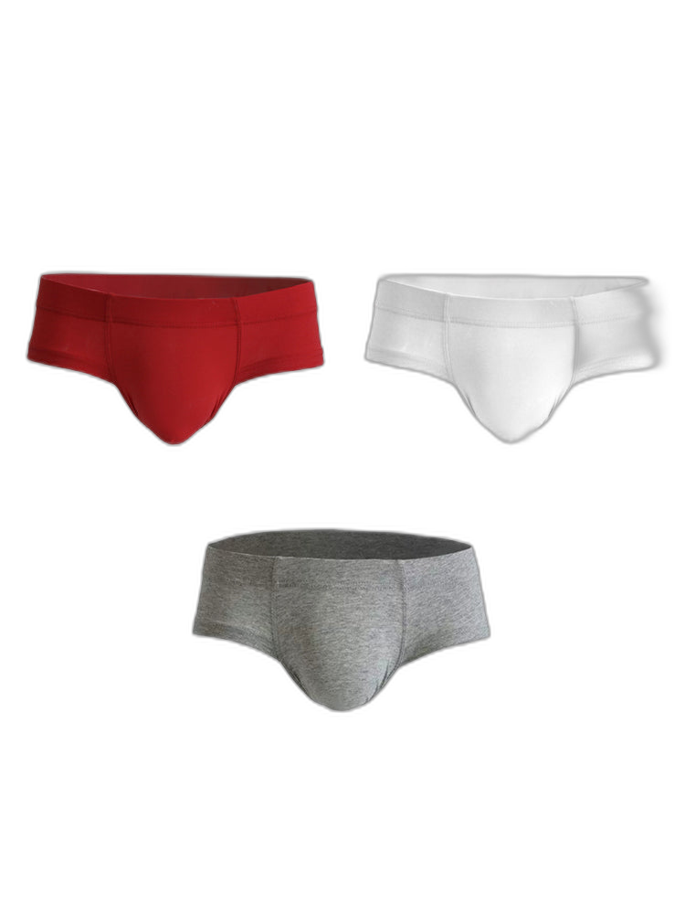 3 Pack Men's Cotton Solid U-Shaped Pouch Briefs