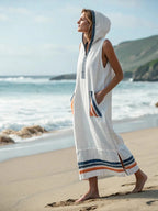Women's Casual Sleeveless Split Dress With Two Pockets
