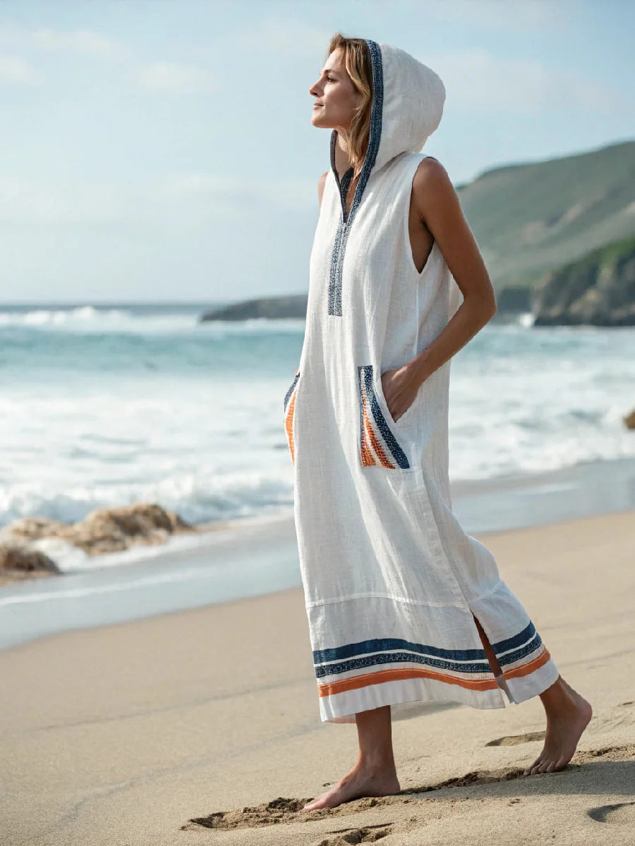 Women's Casual Sleeveless Split Dress With Two Pockets