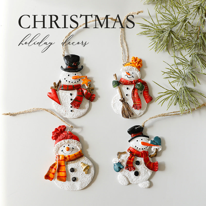 Festive Christmas Ornaments - Handcrafted Resin Gingerbread & Snowman Pendants