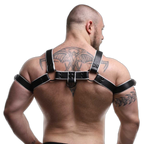 ruff GEAR Double Tone Leather Bulldog Harness White Black