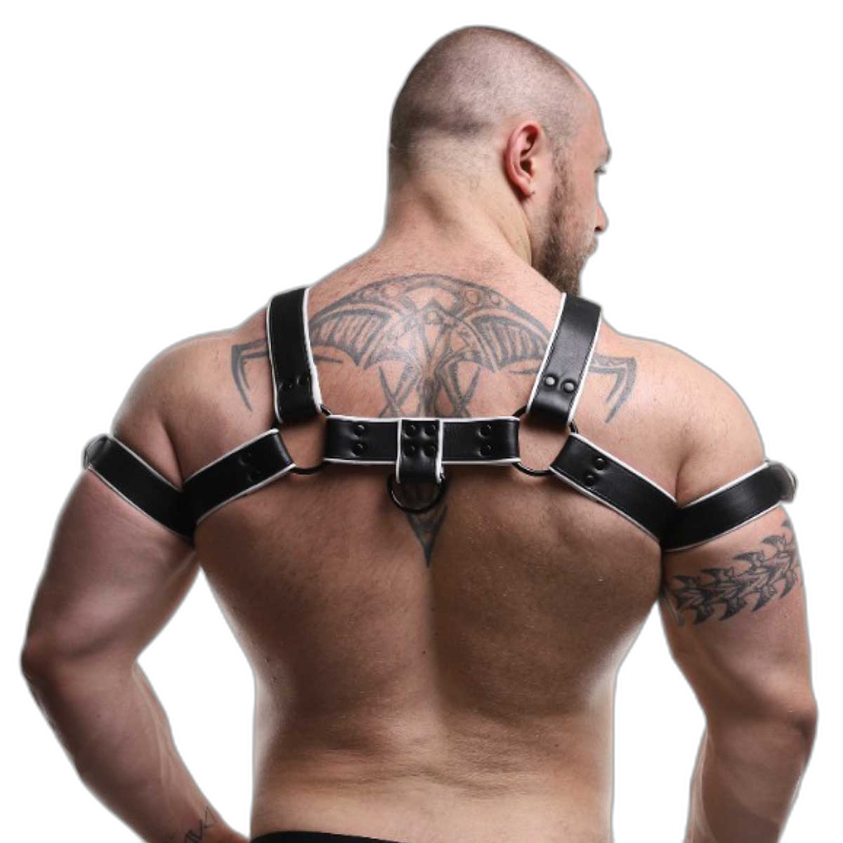 ruff GEAR Double Tone Leather Bulldog Harness White Black