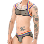 Gay Pride Mesh Harness + Underwear Outfit