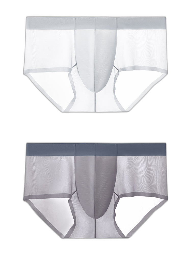 2 Pack Men's Ultra-Thin Breathable Antibacterial Crotch Briefs