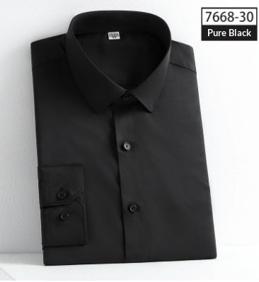Men's Solid Color Square Collar Long-sleeved Shirt