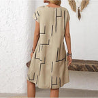Women's Short-sleeve Crew-neck Casual Graffiti Dress