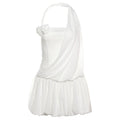 New Women's Solid Color Loose Casual White Strap Dress