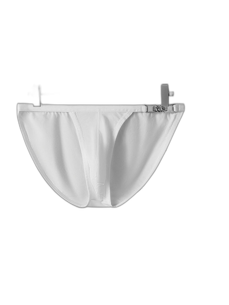 2 Pack Men's U-Shaped Pouch Low-Rise Metal-Clasp Thin Briefs