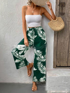 New Women's Trousers Elastic Waistband Straight High Waist