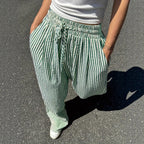 Women's Striped Casual Loose Everyday Commuter Pants With Pockets And Drawstrings For Spring Summer And Autumn