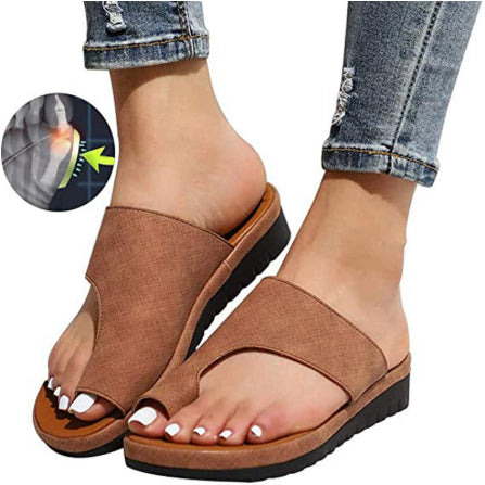 Women Slippers Flat Sole Casual Soft Big Toe Foot Sandal