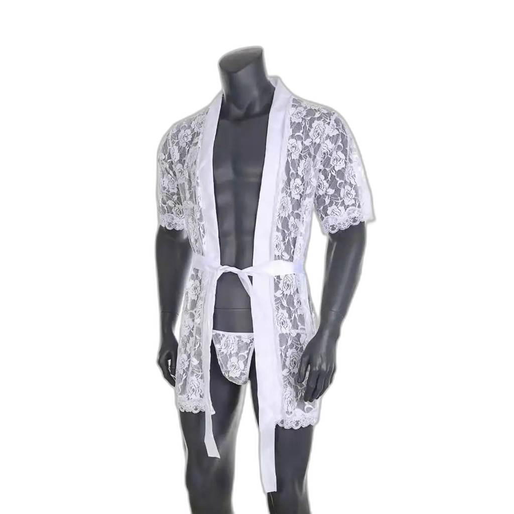 Masculine Lace Thong + Bathrobe Set