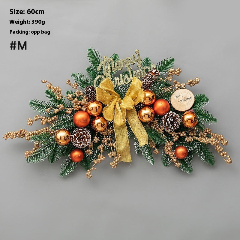Christmas Decoration Upside Down Christmas Tree Horn Rattan Christmas Wreath