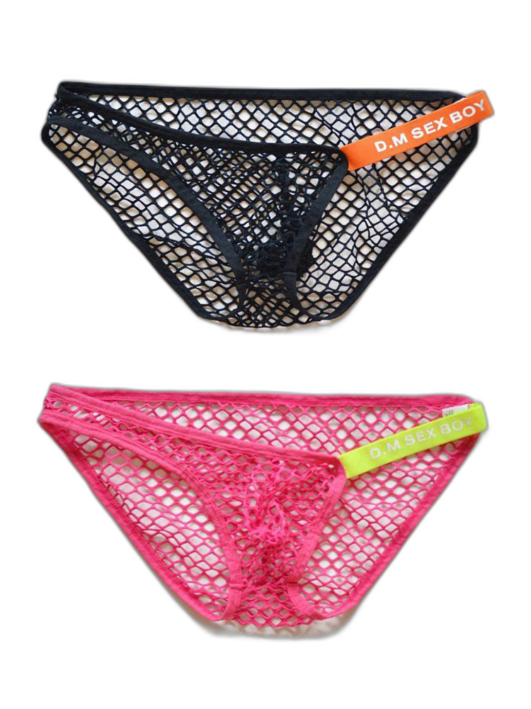 2 Pack Men's Low Waist Sexy Mesh Breathable Sports Transparent Briefs