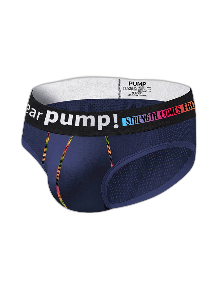 Men's Mesh Briefs With Colorful Spliced Lines