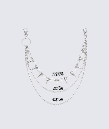 Silver Spiked Chain Belt Streetwear Accessory