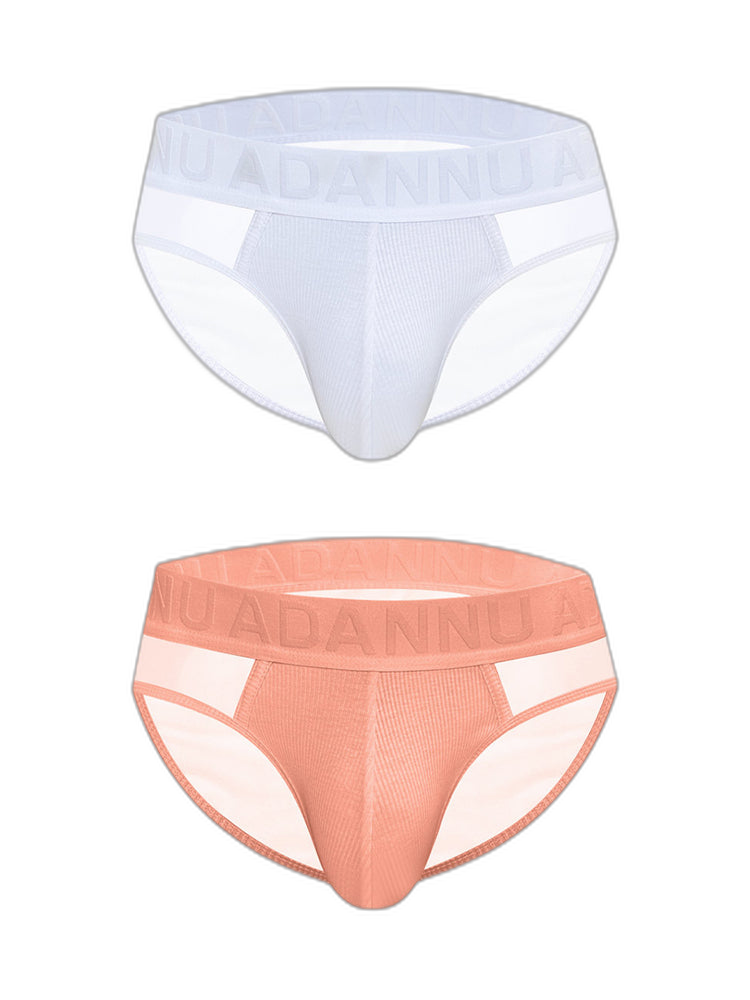 2-pack Men's Sexy Semi-transparent Ribbed Briefs