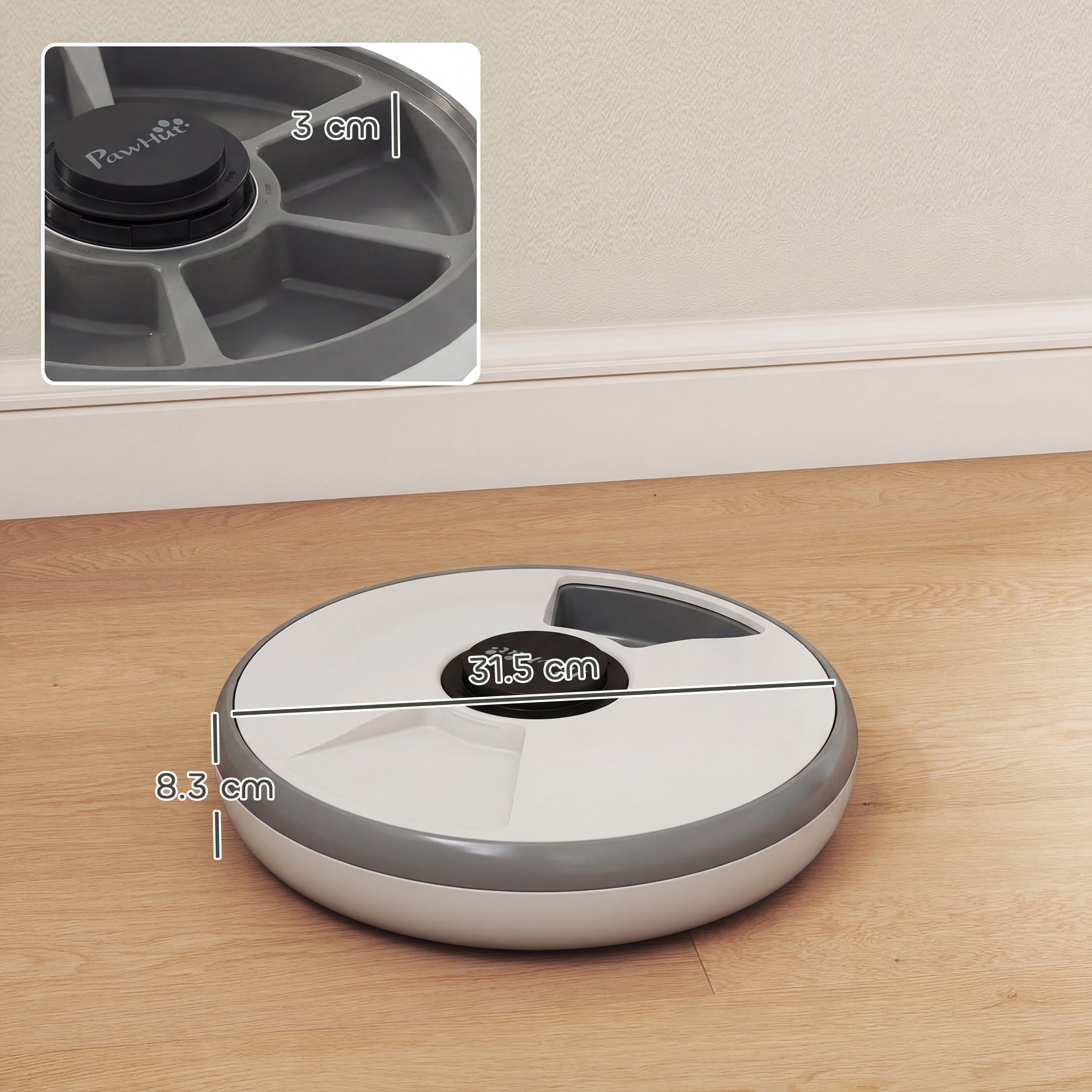 PawHut Automatic Cat Feeder Programmable Timer for Dry Wet Food Cat Food Dispenser with Ice Pack for 6 Meals