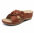 Vintage Floral Beach Sandals – Women’s Casual Flat Slip-On Shoes