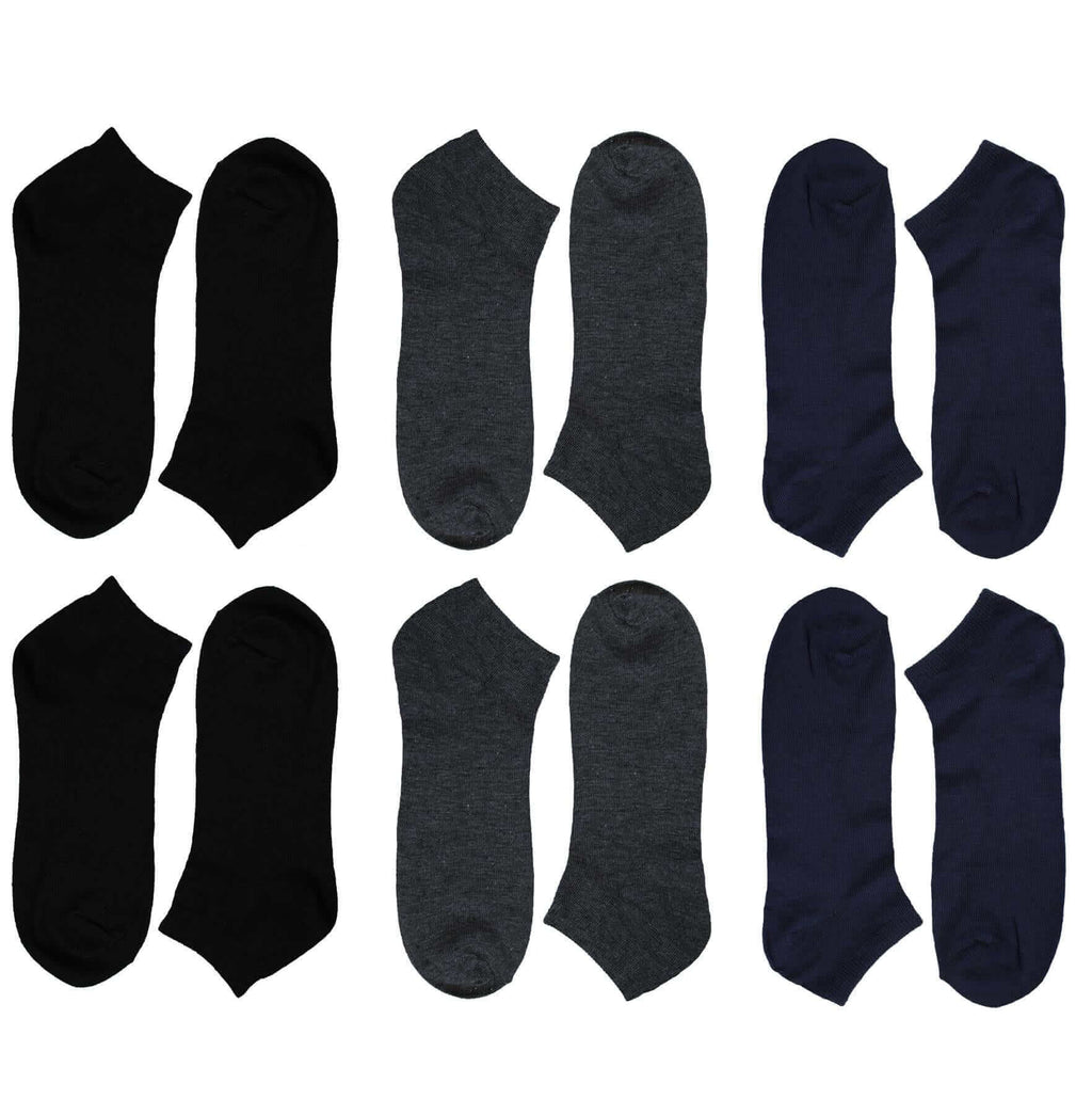 Sock Stack Men's Trainer Socks 6 Pairs Lightweight Cotton Blend Ankle With Arch Support Running Gym Wear Black White Navy Grey UK 6-11 EUR 39-45