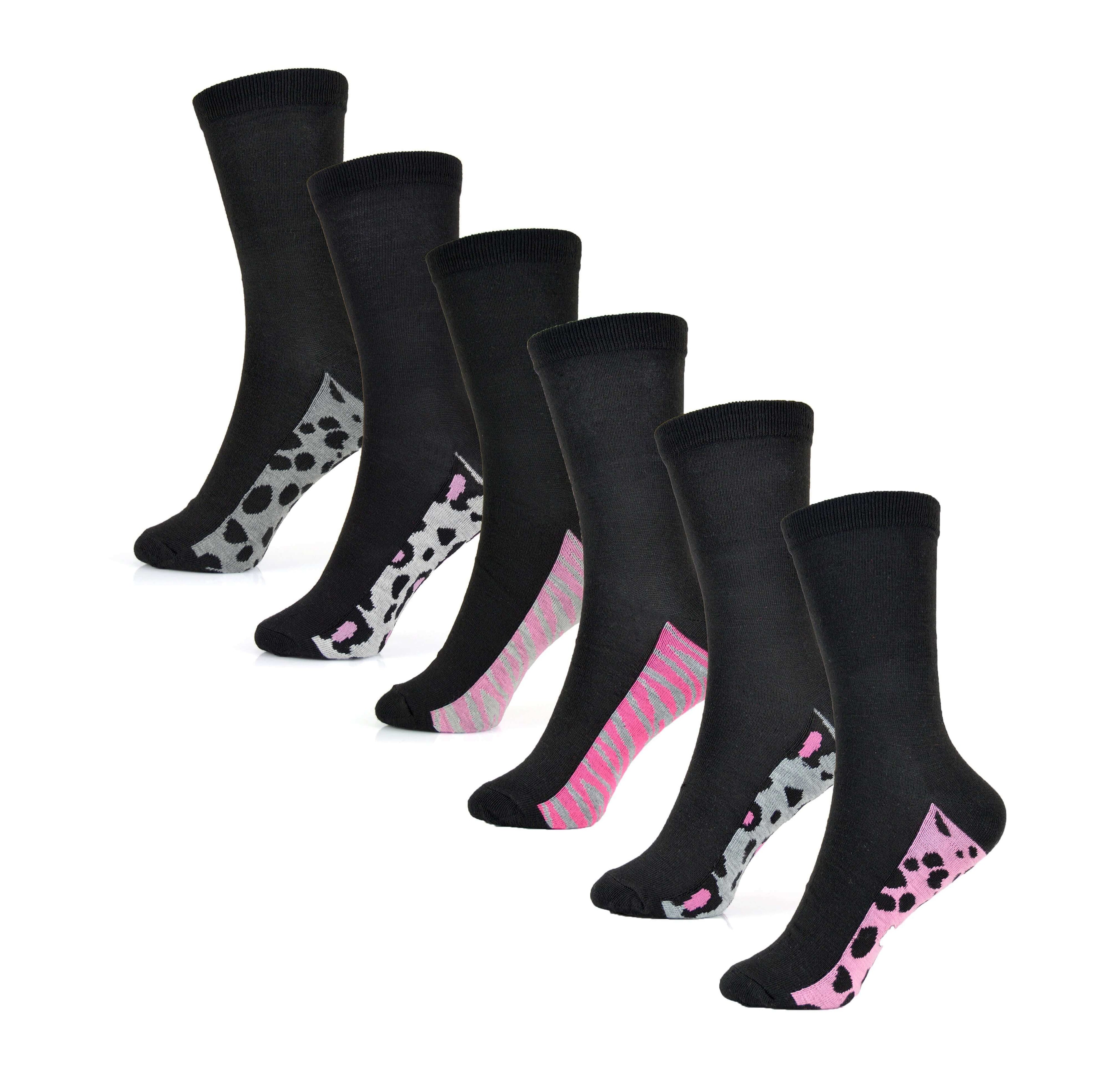 Sock Stack Womens Cotton Rich Socks 6 Pairs UK Size 4-7 Breathable Durable Reinforced Heel Toe Multipack Value