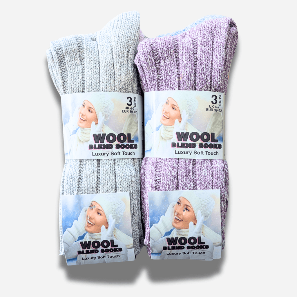 Sock Stack Women's Chunky Wool Thermal Socks 6 Pairs UK 4-7 EU 37-40 Assorted Colours
