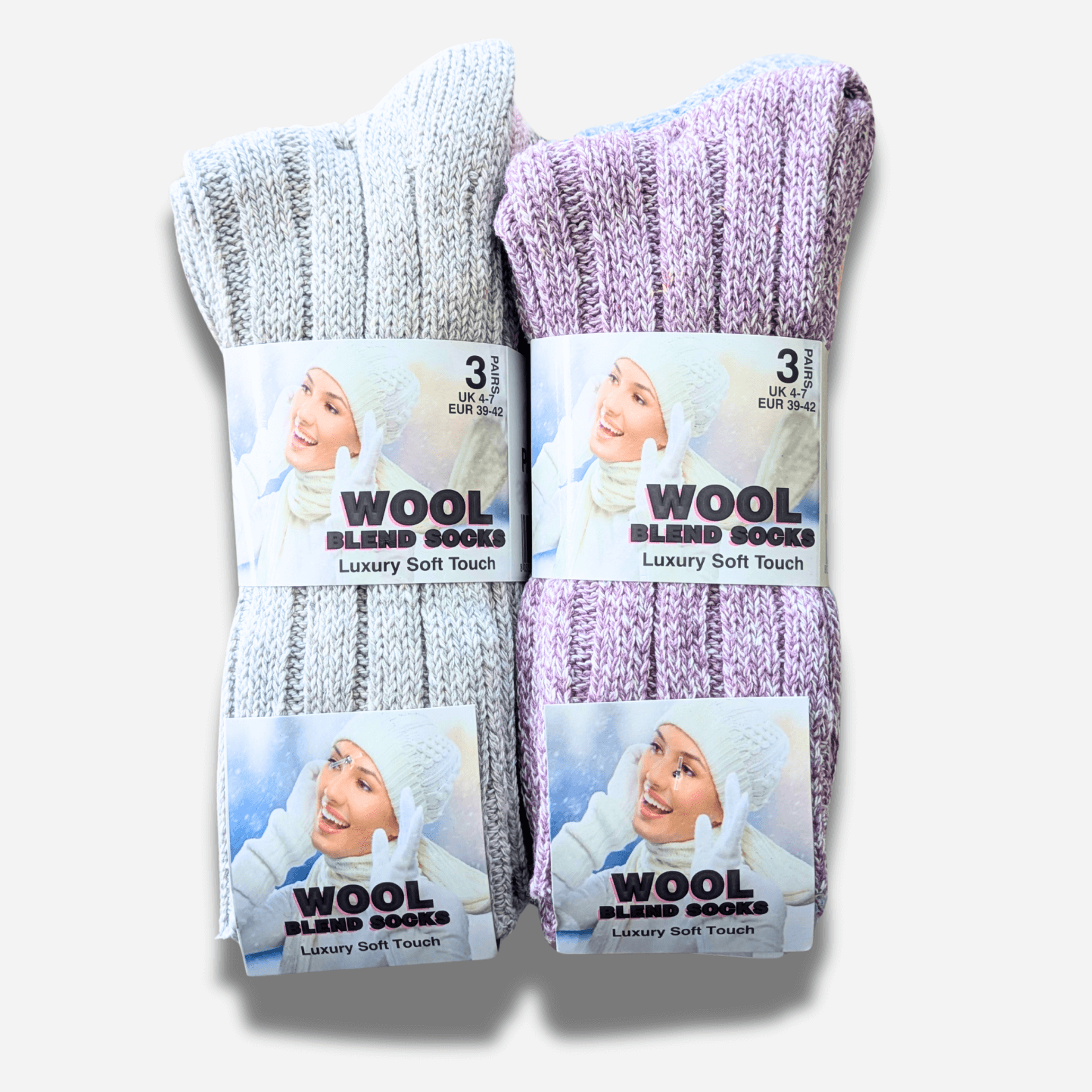 Sock Stack Women's Chunky Wool Thermal Socks 6 Pairs UK 4-7 EU 37-40 Assorted Colours