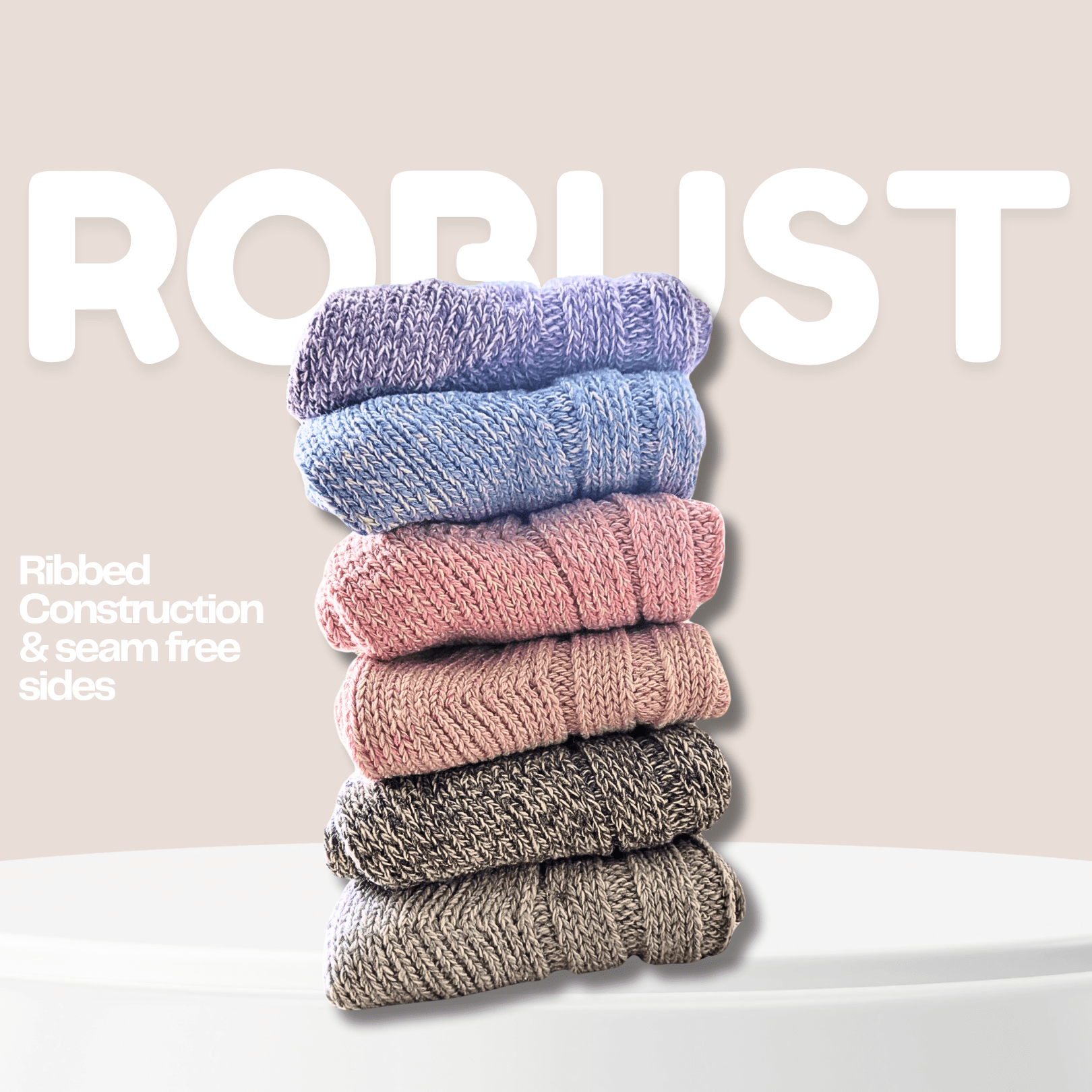 Sock Stack Women's Chunky Wool Thermal Socks 6 Pairs UK 4-7 EU 37-40 Assorted Colours