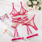 Nude Feel Breathable Mesh See-through Underwear Four-piece Set