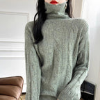 Pure Color Thickened Twisted Women's High Lapel Knitted Sweater