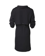 Loose Solid Color Waist Tight Rolled Sleeves Mid-length Trench Coat For Women