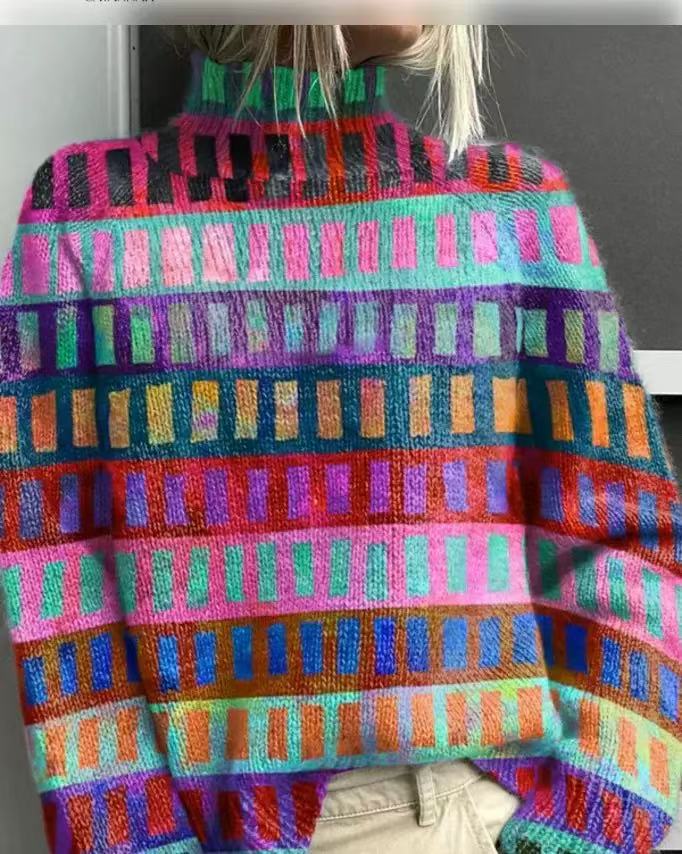 Christmas Abstract Print Casual Cardigan Coat