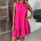 Polka Dot Ruffled Sleeveless Dress