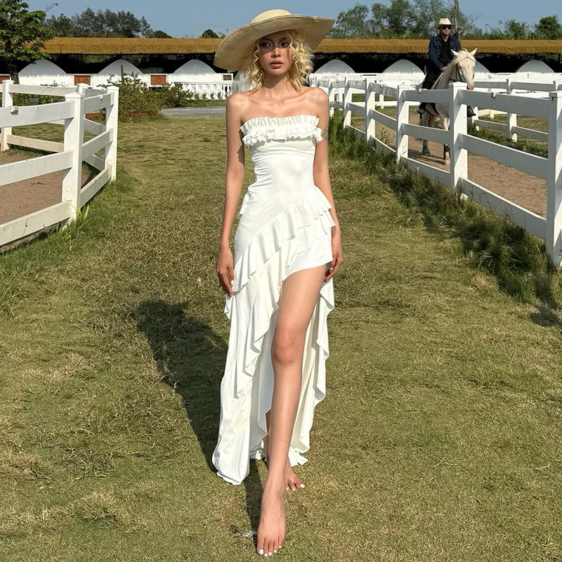 Women's Irregular Hemline Elegant And Sophisticated Tube Dress