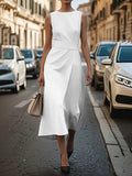 Summer Irregular Sleeveless Dress With Belt Fashion Temperament Slim Back Zipper Dresses For Women Clothing