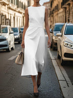 Summer Irregular Sleeveless Dress With Belt Fashion Temperament Slim Back Zipper Dresses For Women Clothing