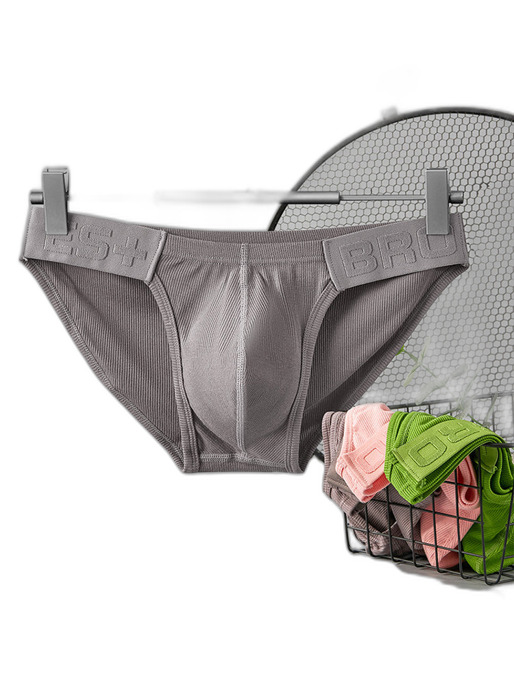 2 Pack Men's Solid Color Low Rise Sweat-Absorbent Large U-Shaped Small Pocket Briefs