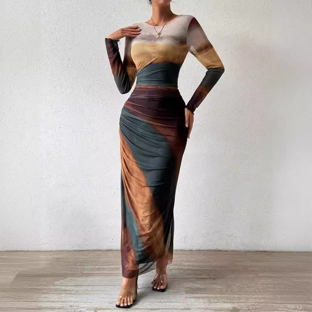 Women's Color-Block Dye-Effect Dress