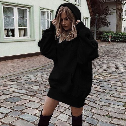 Women's hooded loose long sleeve thick sweater