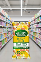6 x Zoflora Antibacterial Wipes Lemon Zing  - 70 PACK