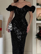 Black Sequin Sleeveless Dress