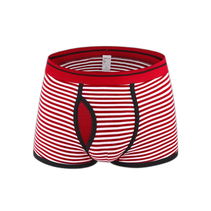 Men's Striped Cotton Sports Boxer Briefs