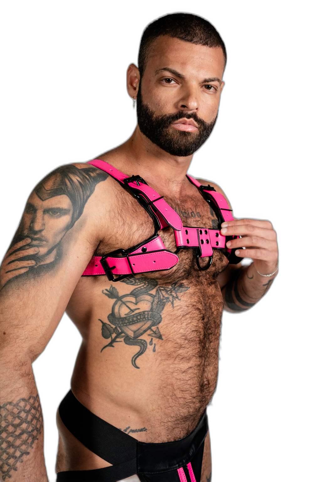 ruff GEAR Bold Leather Bulldog Harness Neon Pink