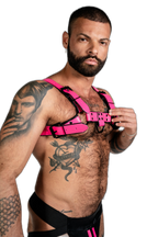 ruff GEAR Bold Leather Bulldog Harness Neon Pink