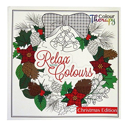 Colouring Therapy, Christmas Premium Adult Colouring Book - 60 Designs to Colour - Size 210mm x 210mm